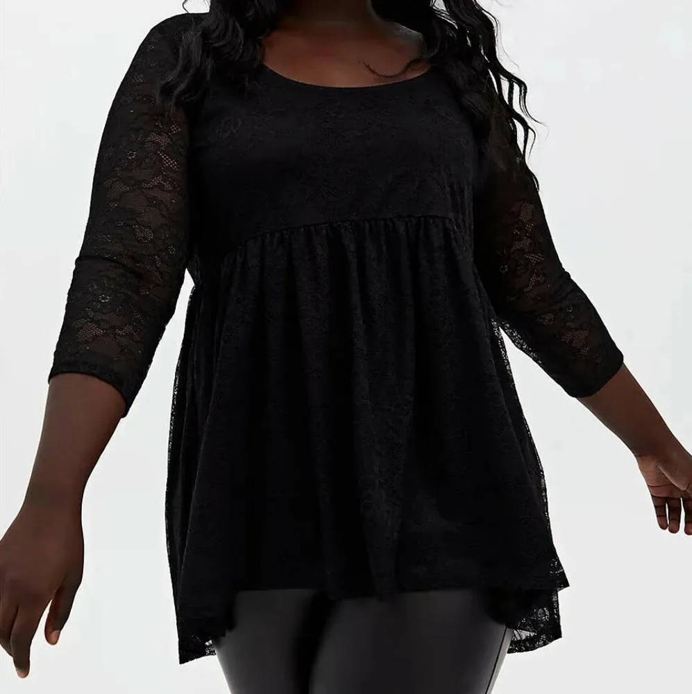 Torrid Super Soft Lace Babydoll Tunic Top NWT
